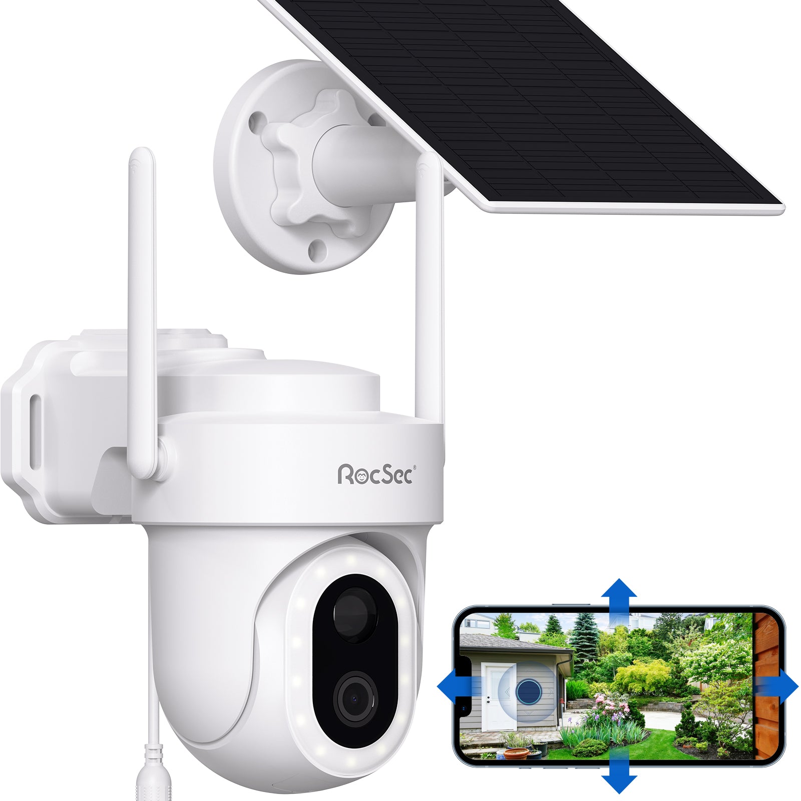 Home Security-ROCSEC 2K 4MP Outdoor Solar Powered WiFi PTZ Security Camera