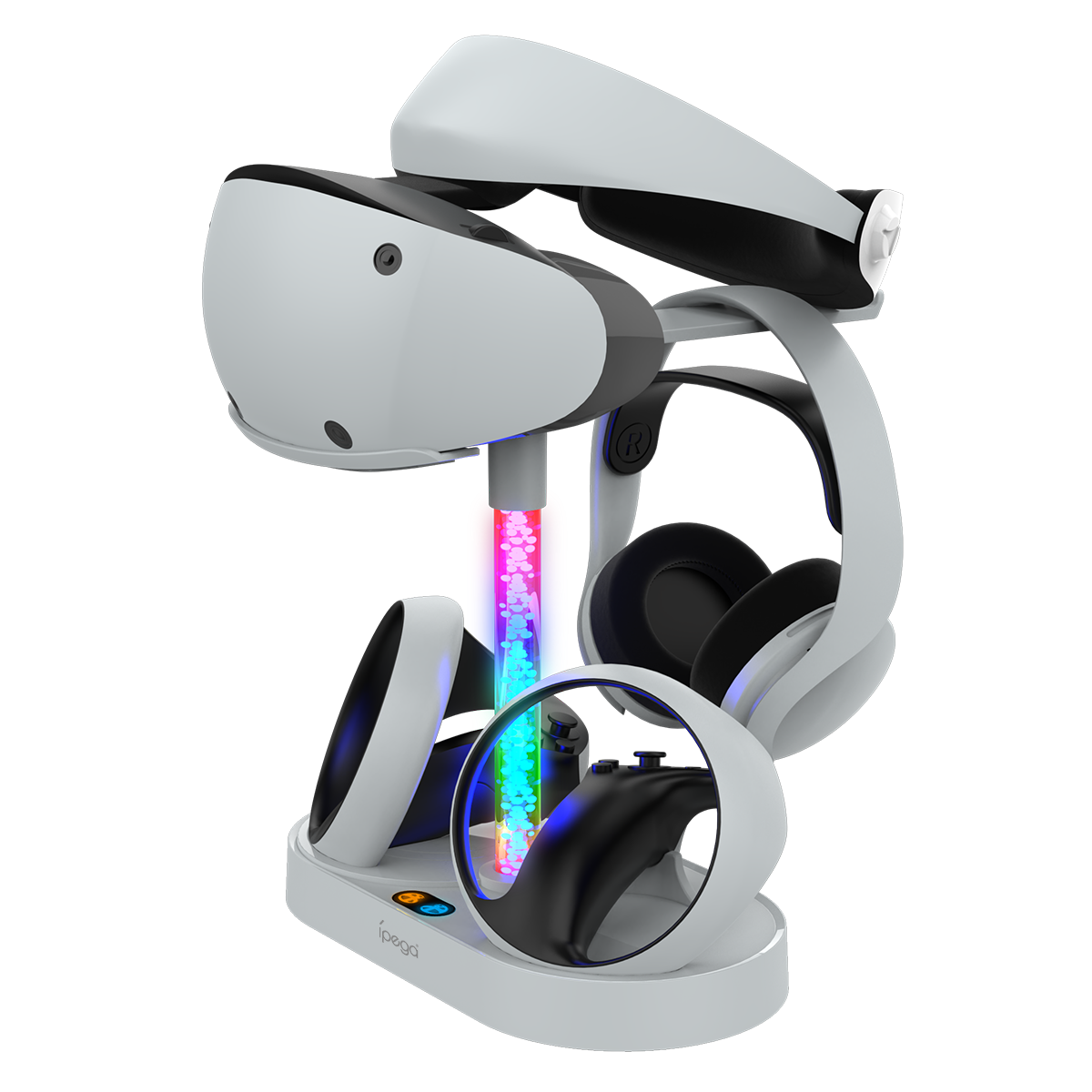 Gaming-PlayStation PS VR 2 - Headset Charging Display Stand Dual Controller Charging Station with RGB Light Charger for PS5