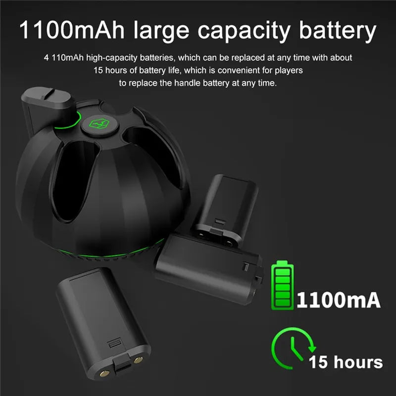 Gaming-Xbox Game Controller Battery Charging Base with 4 1100mAh Batteries