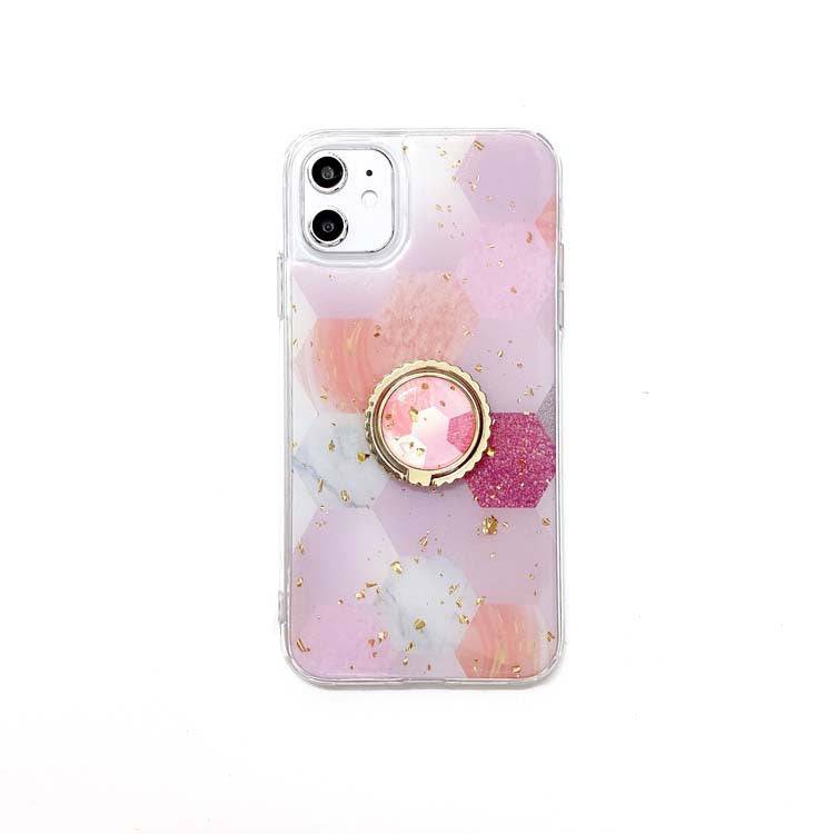 Apple Accessories-Apple iPhone 11/11 Pro/11 Pro Max Max Soft Jelly TPU Flower Paint Ring Holder Case