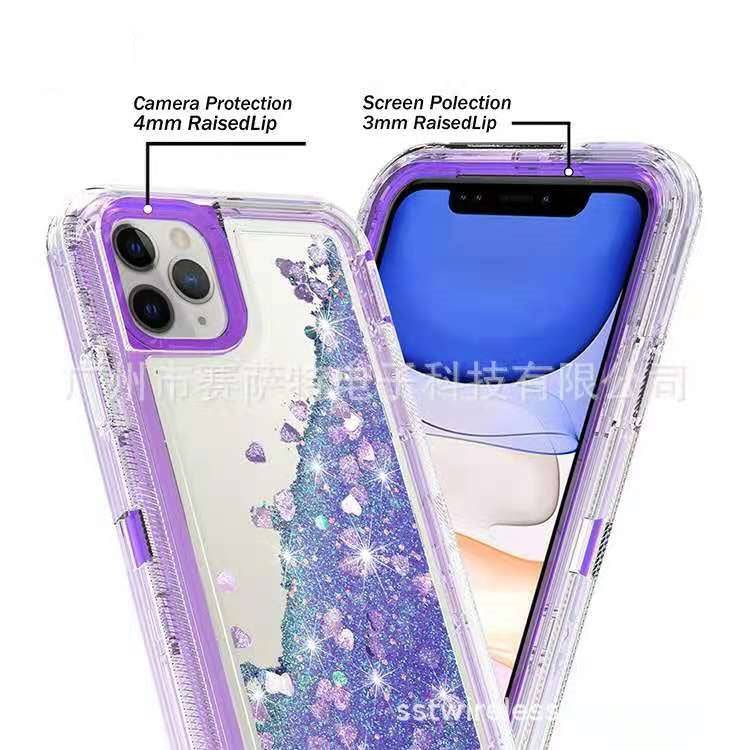 Apple Accessories-YUYAL Apple iPhone 13/Mini/Pro/Max Glitter Clear Transparent Liquid Sand Watering Case