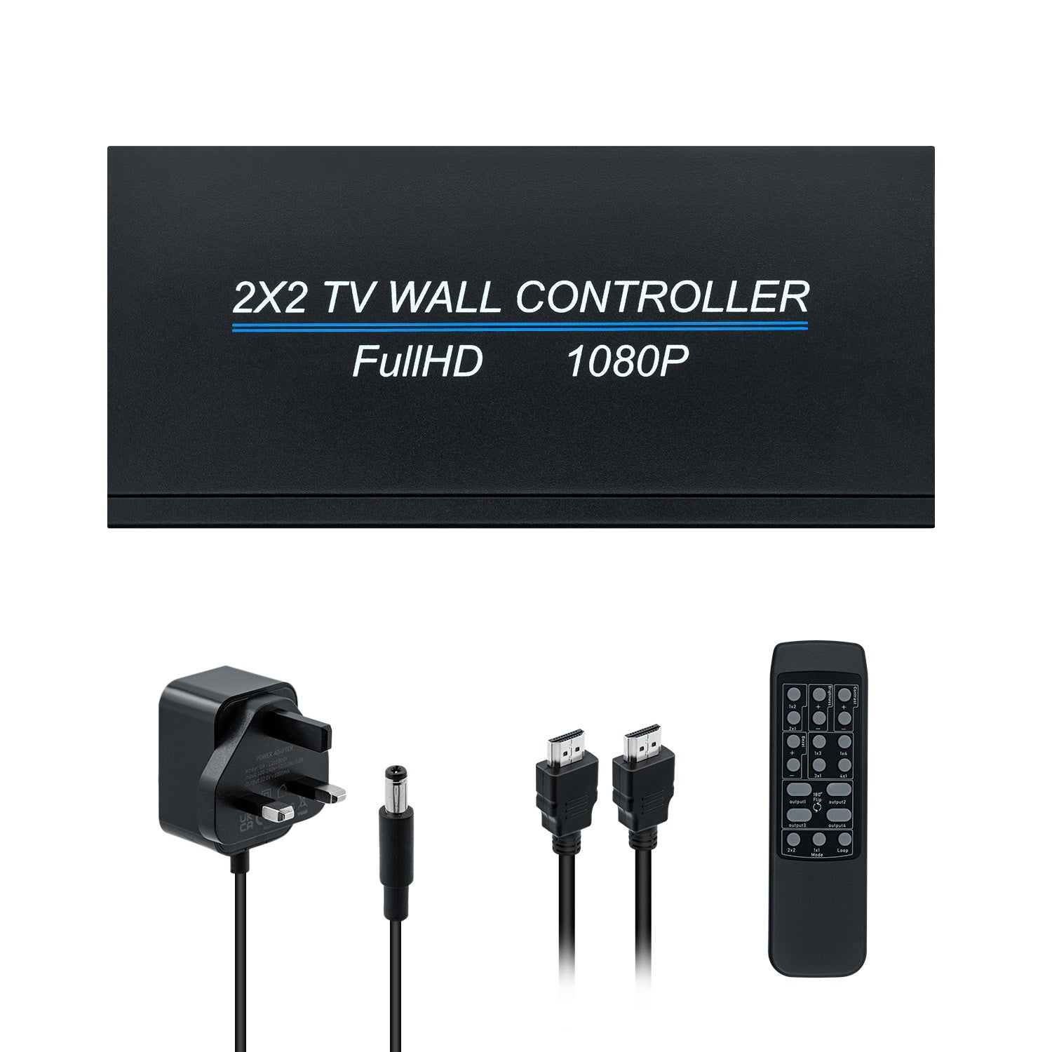 Gaming-1-to-4 TV Video Wall Controller HDMI USB Matrix Switch 2x2 Processor With EU + UK Plug
