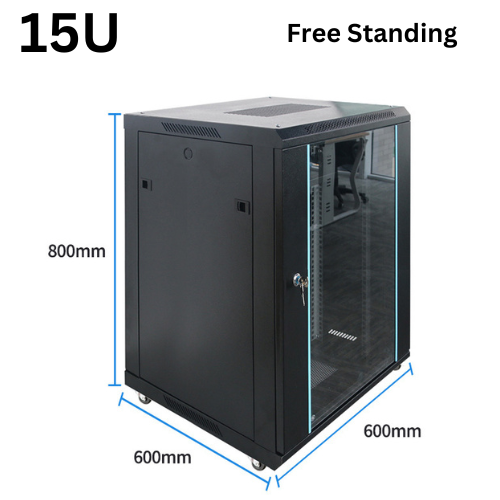 Gaming-15U 18U Large Size Heavy Duty Stand Alone Free Standing Network Server CCTV PoE Switch Cabinet Rack Lockable Enclosure