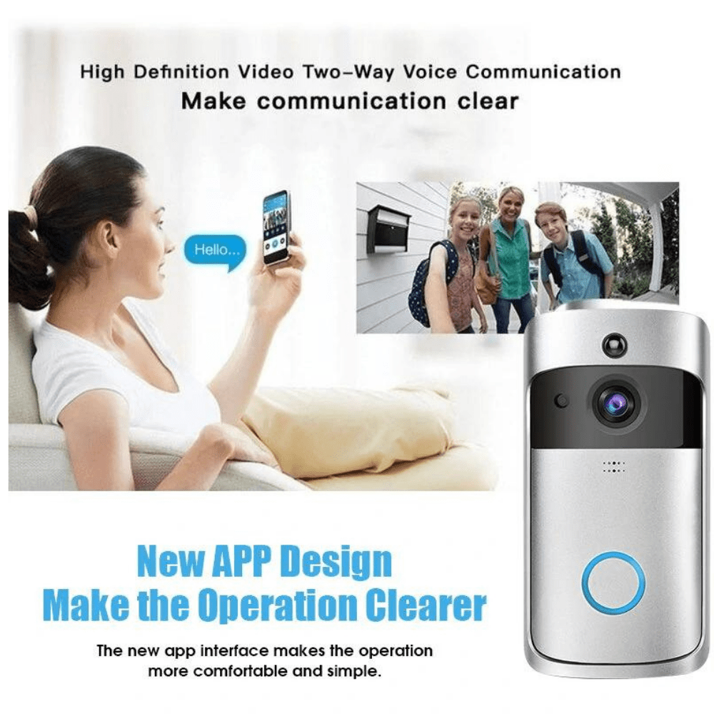 Doorbell & Intercom-1080P FHDWith Chime & Battery Smart Doorbell Camera Wireless Wifi Doorbell Two Way Audio Intercom App Control