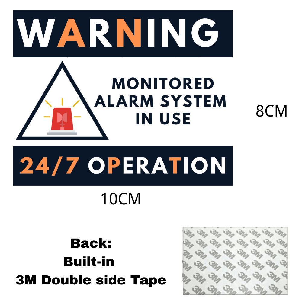 Security System Accessories-10cm x 8cm Security Alarm 24/7 Monitor Warning Sign Sticker Wall Window Vehicle Office Door Sticker