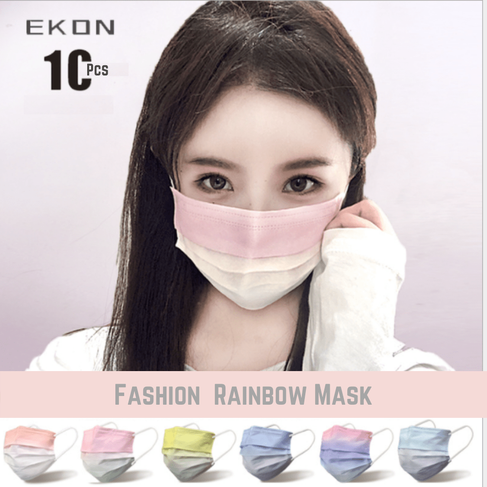 Medical Product-10PCS EKON 4 Ply Layer Strong Protection Rainbow Fashion Skin-Friendly Face Masks