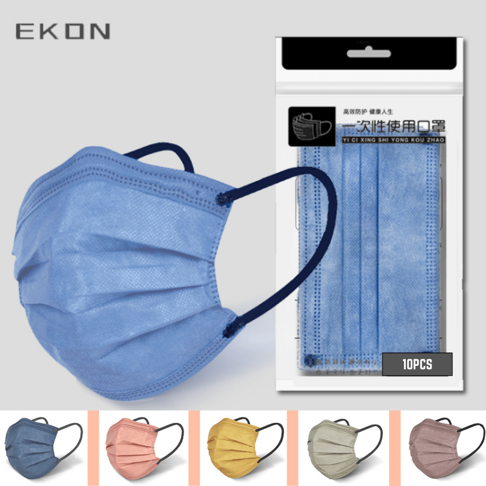 Medical Product-10PCS EKON Morandi 4 Ply Layer Strong Protection Fashion Skin-Friendly Face Masks