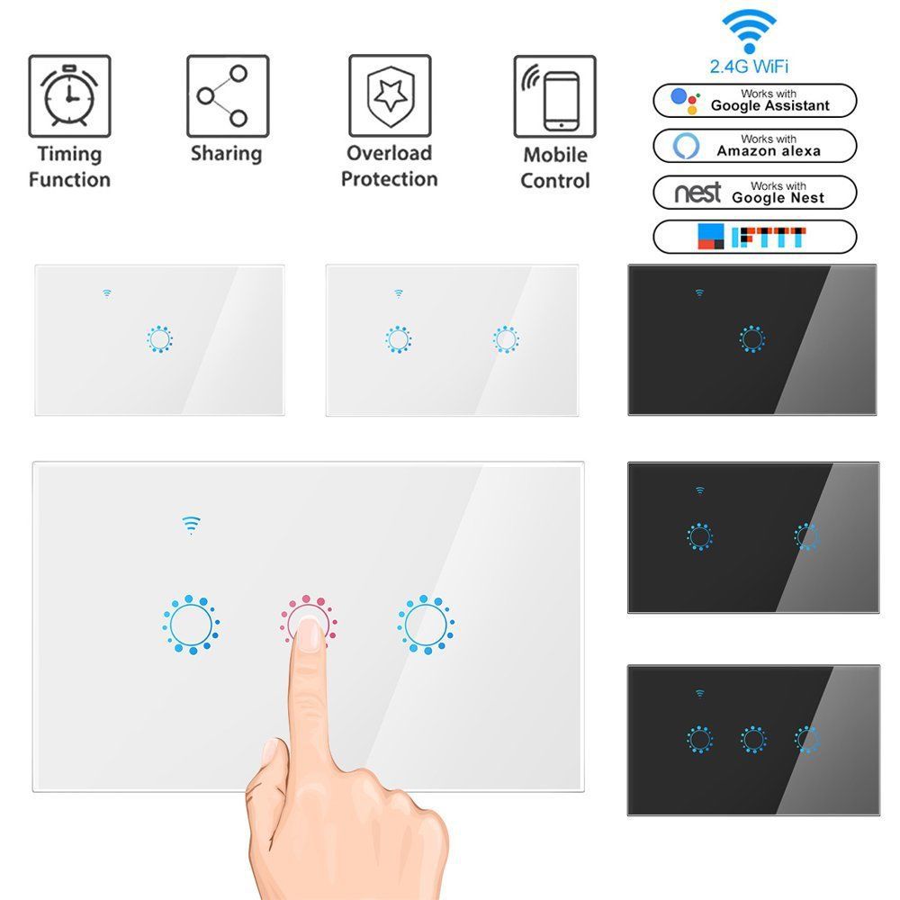 Gaming-TUYA Smart Home TUYA WiFi Smart Touch Switch Home Light Fan Remote Control 1/2/3/4/5/6 Gang Wall Switch Panel