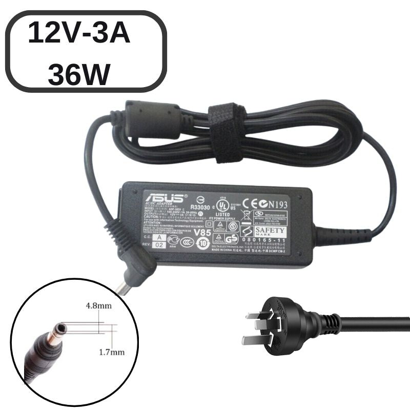 12V-3A/36W4.8x1.7 Asus Eee PC 1000 Laptop AC Power Supply Adapter Charger