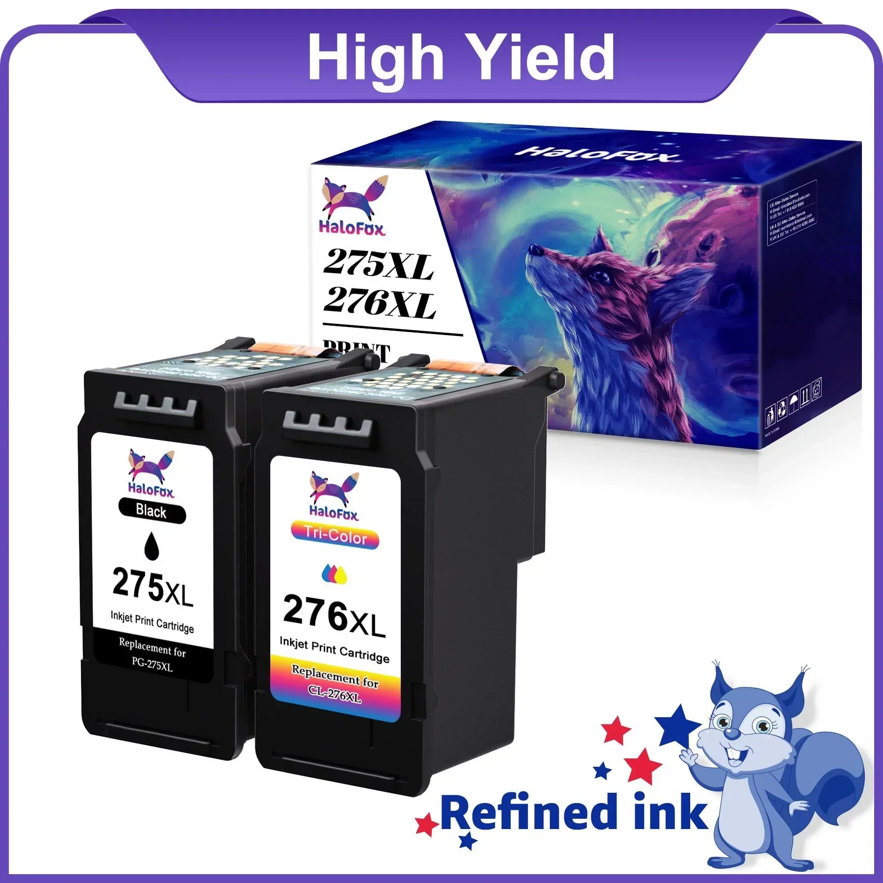 Ink & Toner-Replacement Canon Ink 275 and 276(1 Black,1 Tri-Color)