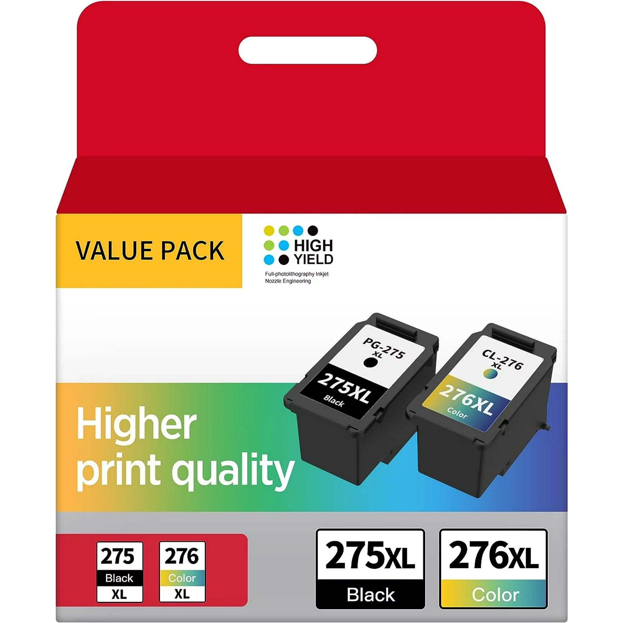 Ink & Toner-PG-275XL/CL-276XL Ink Cartridge Replacement for Canon Printer(1 Black, 1 Color)