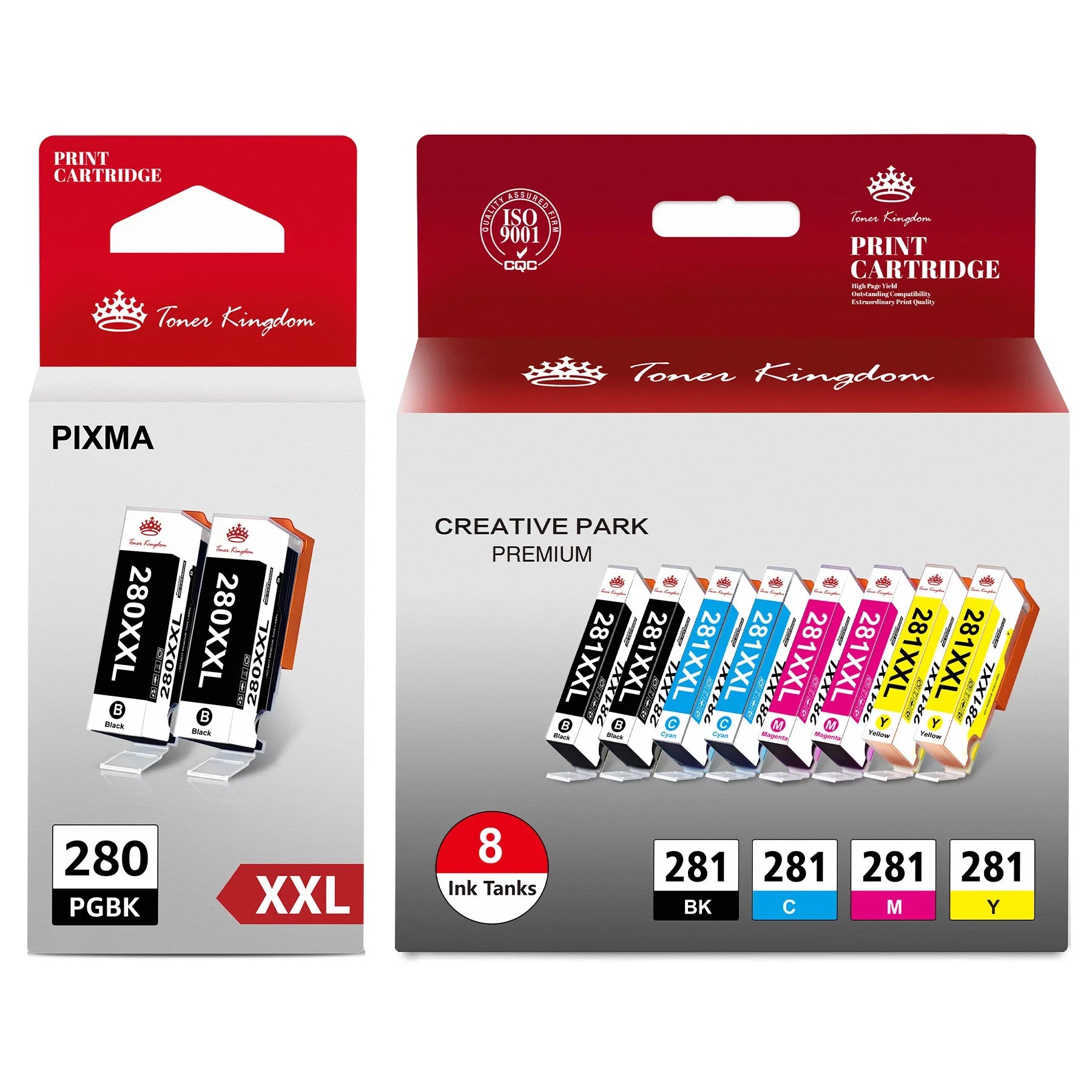 Ink & Toner-Toner Kingdom Ink Cartridges for Canon (PGBK Black Cyan Magenta Yellow, 10-Pack)