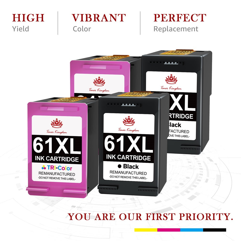Ink & Toner-Compatible HP 61 61XL ink Cartridge (2 Black 2 Color) -4 Pack
