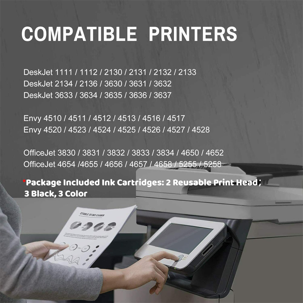 Ink & Toner-Compatible HP 63 63XL Ink Cartridge (3 Black 3 Color) -6 Pack
