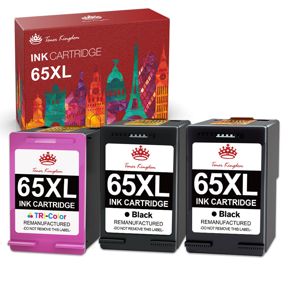 Ink & Toner-Compatible HP 65 65XL ink Cartridge (2 Black 1 Color) -3 Pack