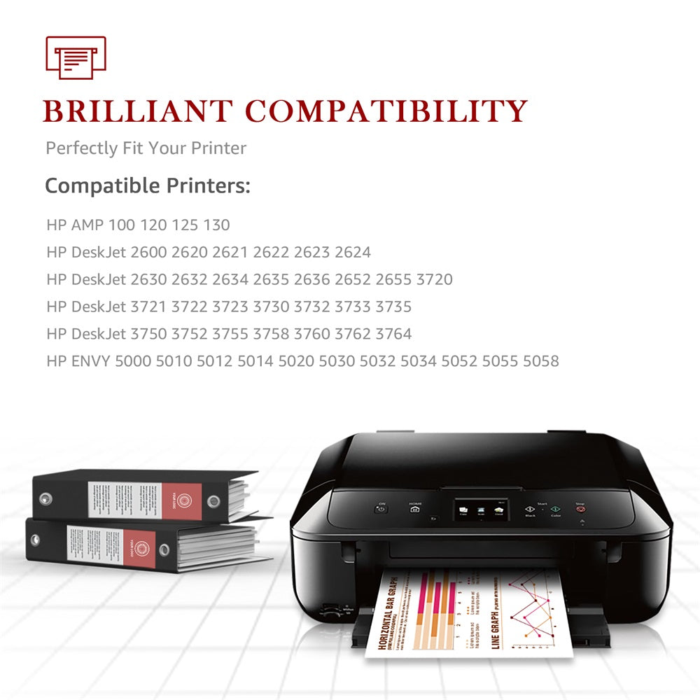 Ink & Toner-Compatible HP 65 65XL ink Cartridge (2 Black 1 Color) -3 Pack