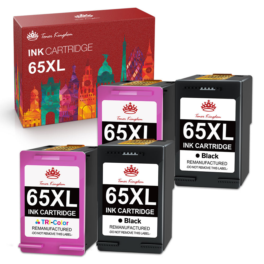 Ink & Toner-Compatible HP 65 65XL ink Cartridge (2 Black 2 Color) -4 Pack