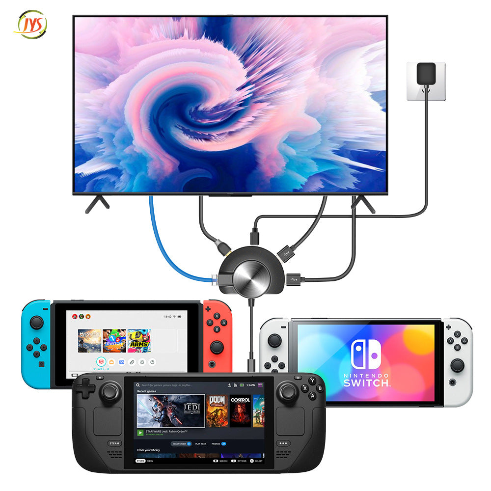 Gaming-Switch & Switch OLED Extension Hub TV Screencast Multi function HDMI RJ45 Ethernet Port Adapter