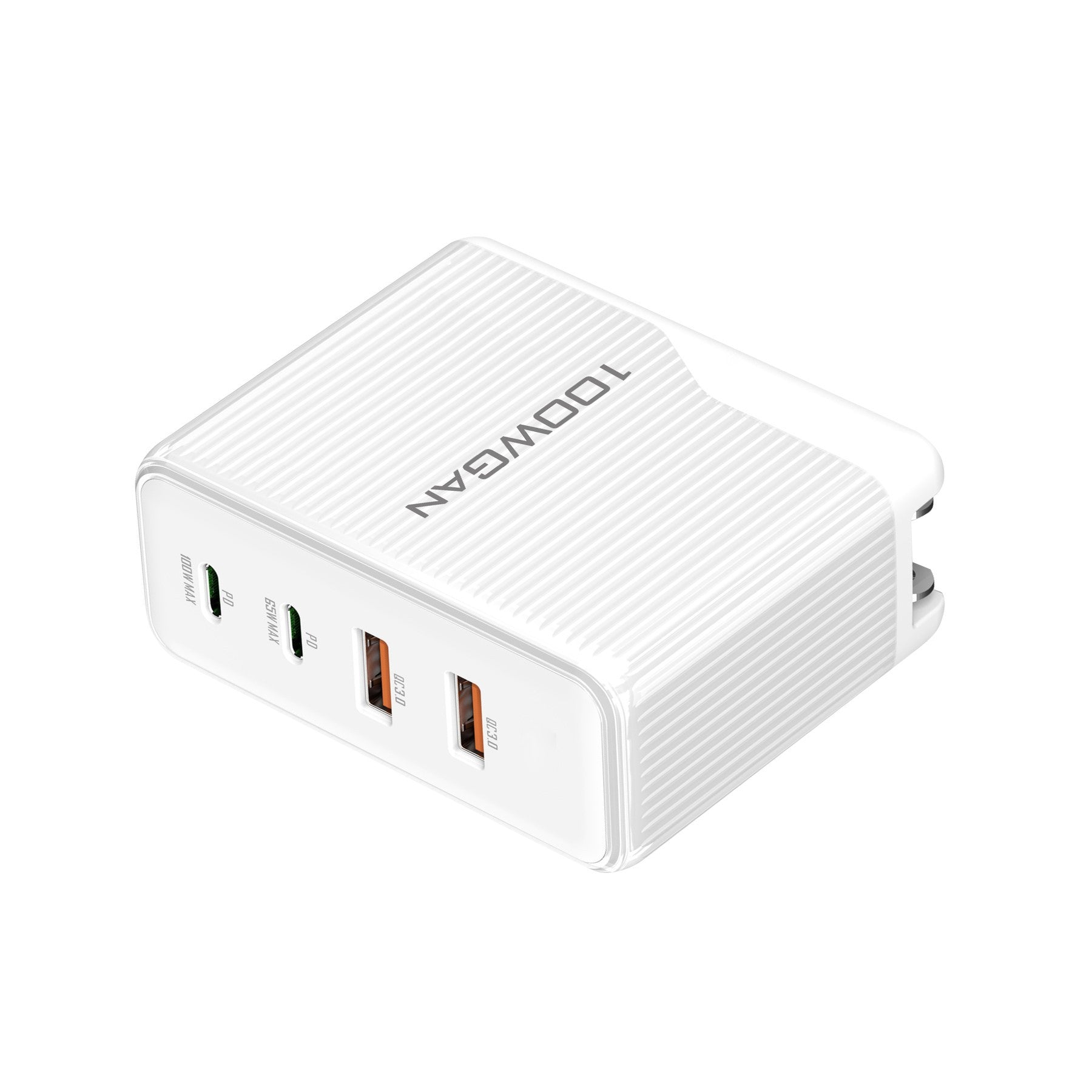 Wall Chargers & Power Adapters-100W GaN Fast 4 Ports PD Type-C USB-C + USB 3.0 Wall Charger Travel Power Adapter - (International Plug)