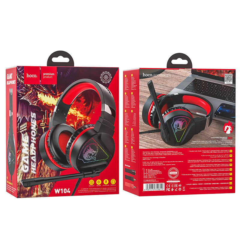 Gaming-[W104] HOCO Wired Effect Light Gaming Earphone Earpod Headphone