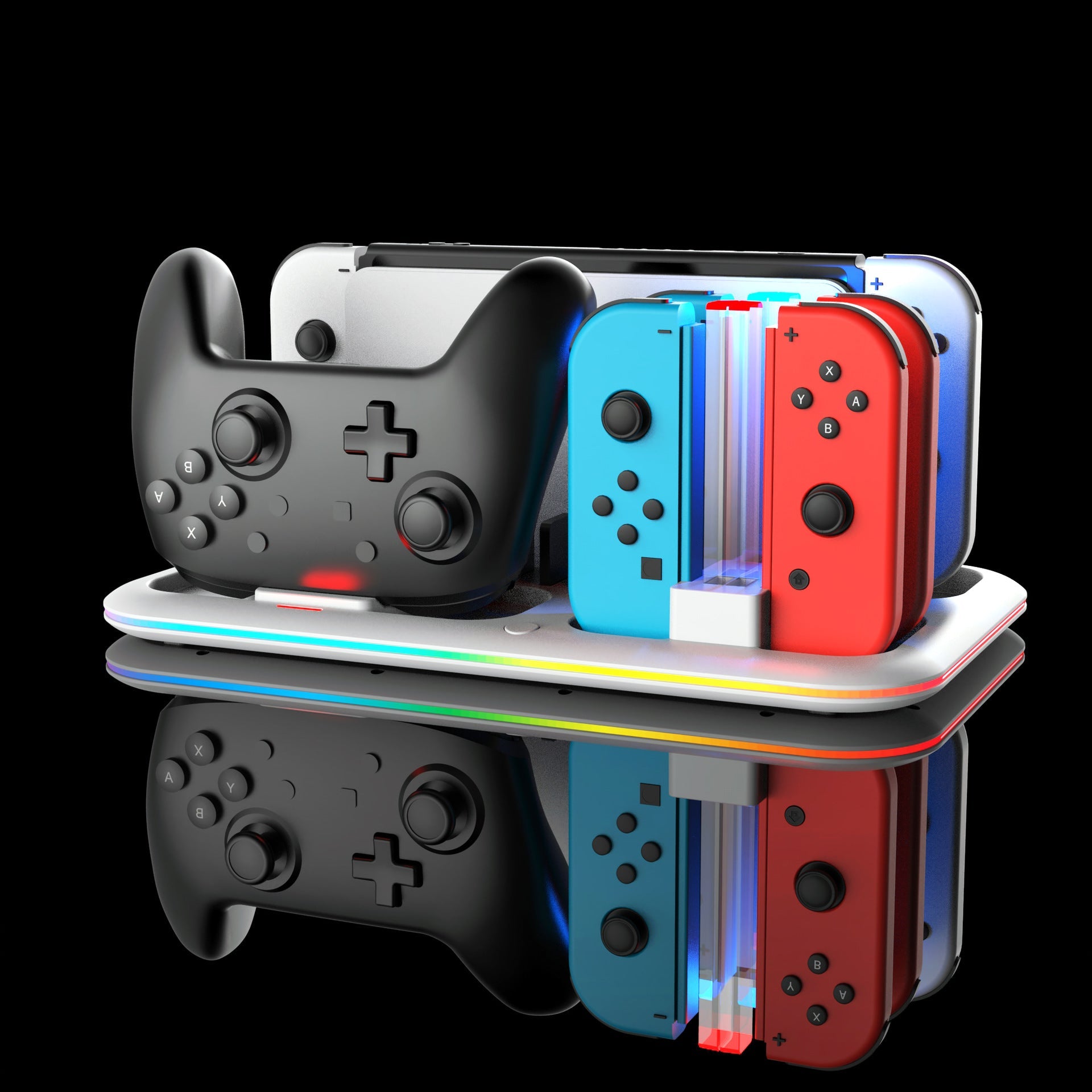 Gaming-Nintendo Switch All-in-one Multifunction Charging Stand with Cooling Fan & RBG Light Effect & Disc Storage