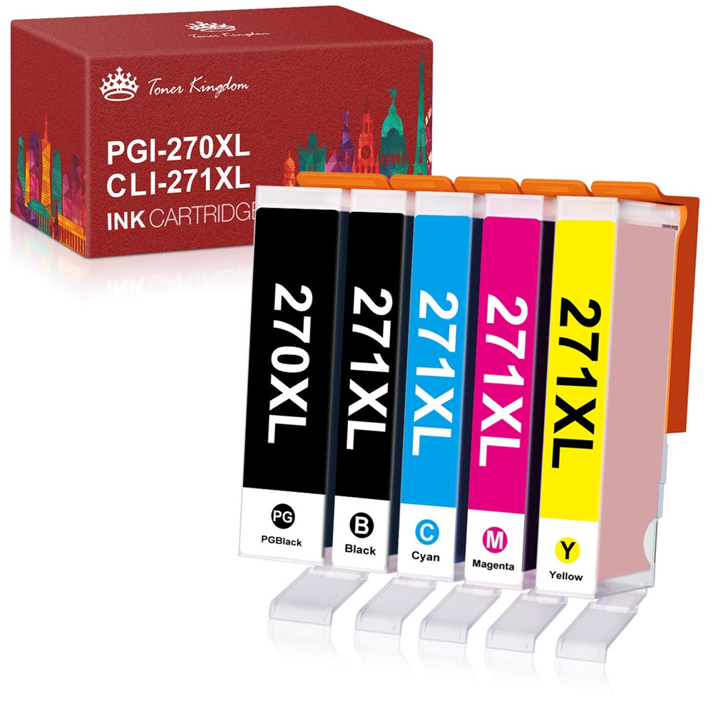 Electronics > Print, Copy, Scan &Fax > Printer, Copier & Fax Machine Accessories > Printer Consumables > Toner & Inkjet Cartridges>PGI-270XL CLI-271XL-Compatible Canon PGI-270XL CLI-271XL Ink Cartridge -5 Pack