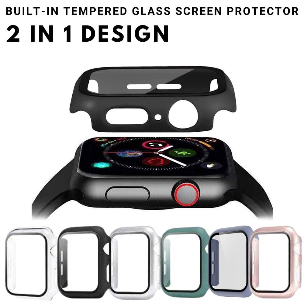 Apple Accessories-Apple Watch Series 1/2/3 38mm & 42mm Full Covered 2 in 1 Case & Tempered Glass Protector