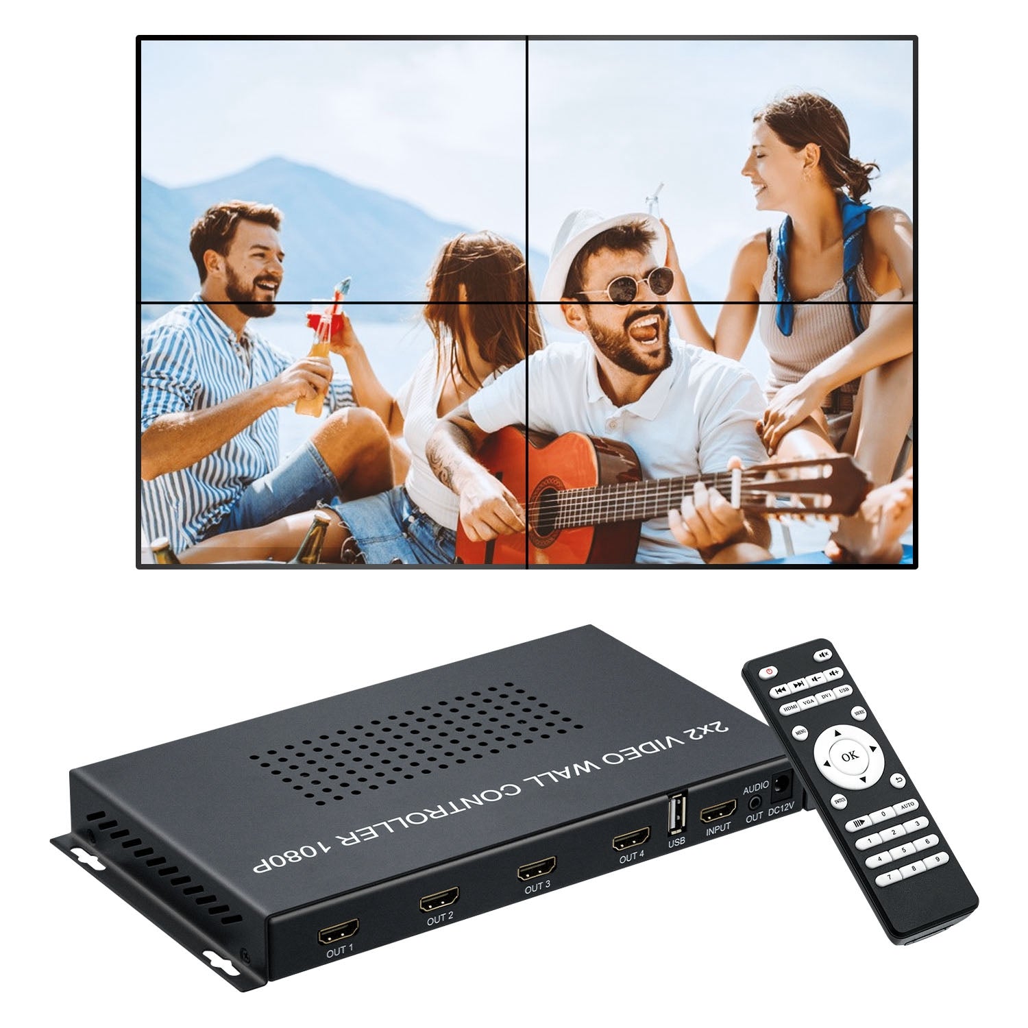 1080P HDMI 2x2 Video Wall Controller - US Plug(NK-BT44)