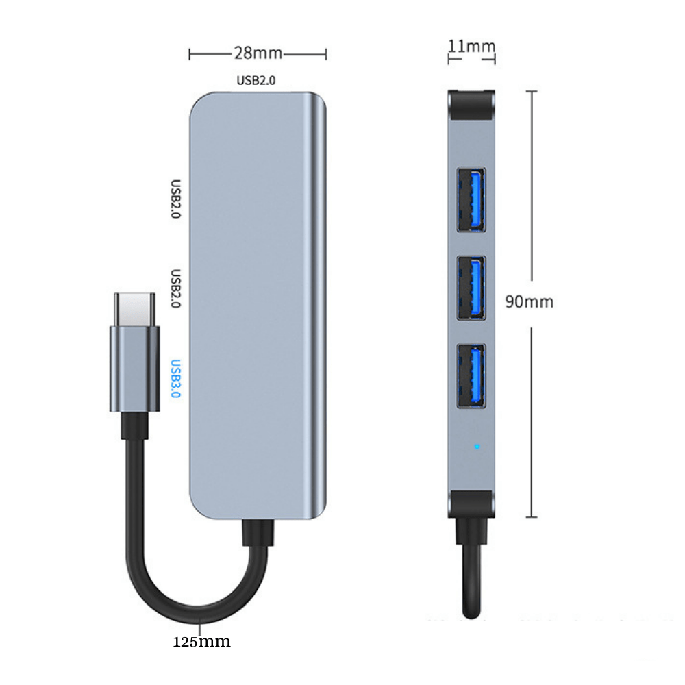 Other Accessories-BYL-2013T Type-C Adapter 4 In 1 Multi-function USB 3.0 & USB 2.0 HUB Splitter