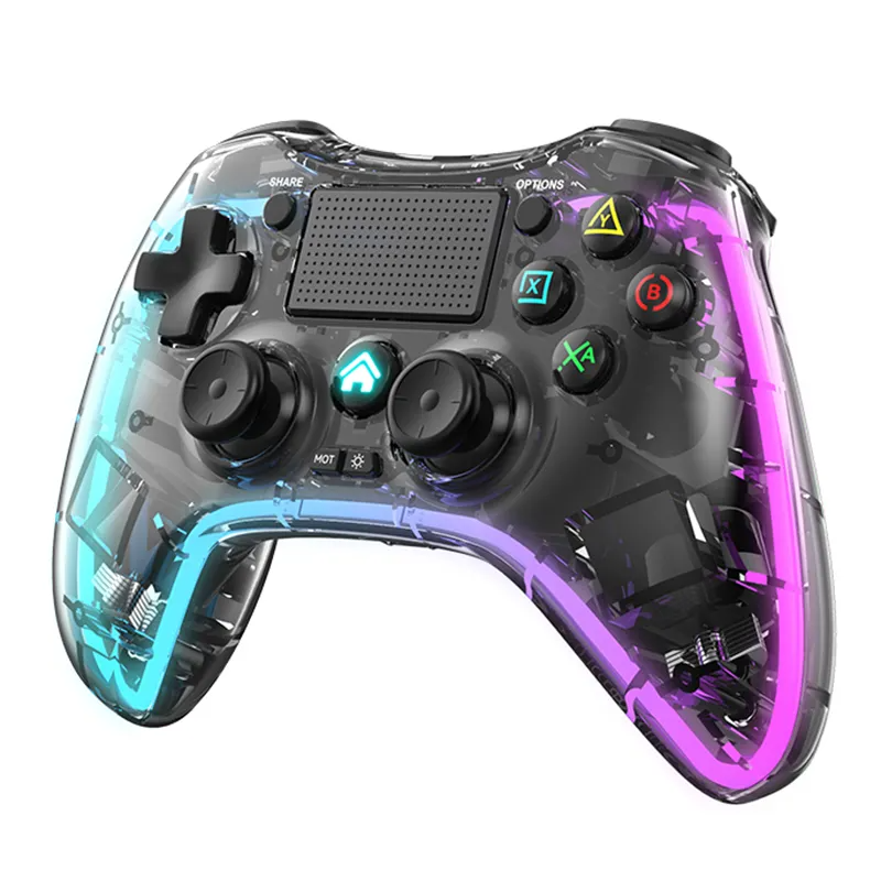 Gaming-Nintendo Switch PS4 Game Consoles P05 Transparent Wireless Controller Bluetooth Handle Portable Gamepad with RGB Lights