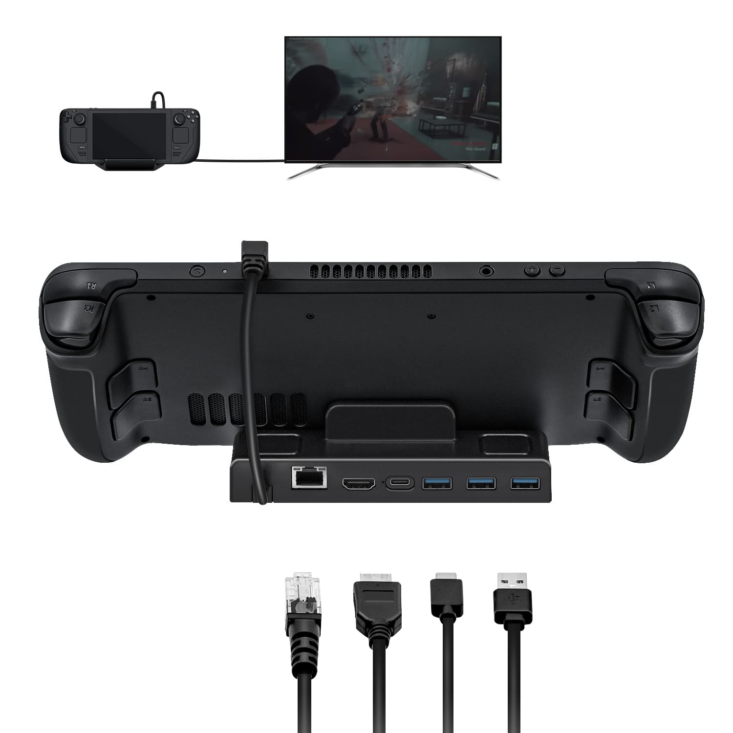 Gaming-6 In 1 Dock Station with RJ45 LAN Port for Steam Deck/Nintendo Switch/Switch OLED -Black (SD02)