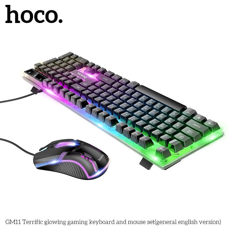 Gaming-HOCO GM11 Terrific Glowing USB Wired 104 Keys RGB Backlight Gaming Mouse Keyboard Combos Set