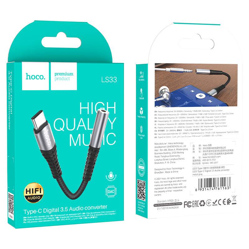 Audio Cable & Adapter-LS33 HOCO Type-C to 3.5mm Headphone Adapter Converter