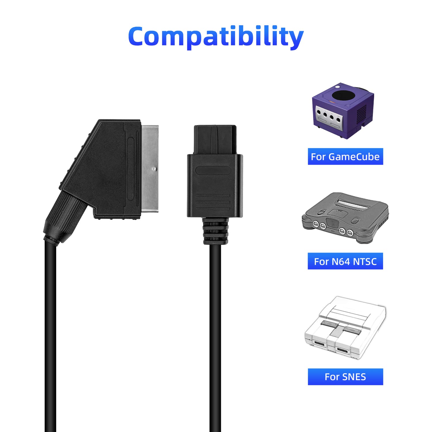 Gaming-RGB Scart Cable for SNES/GameCube/N64 NTSC