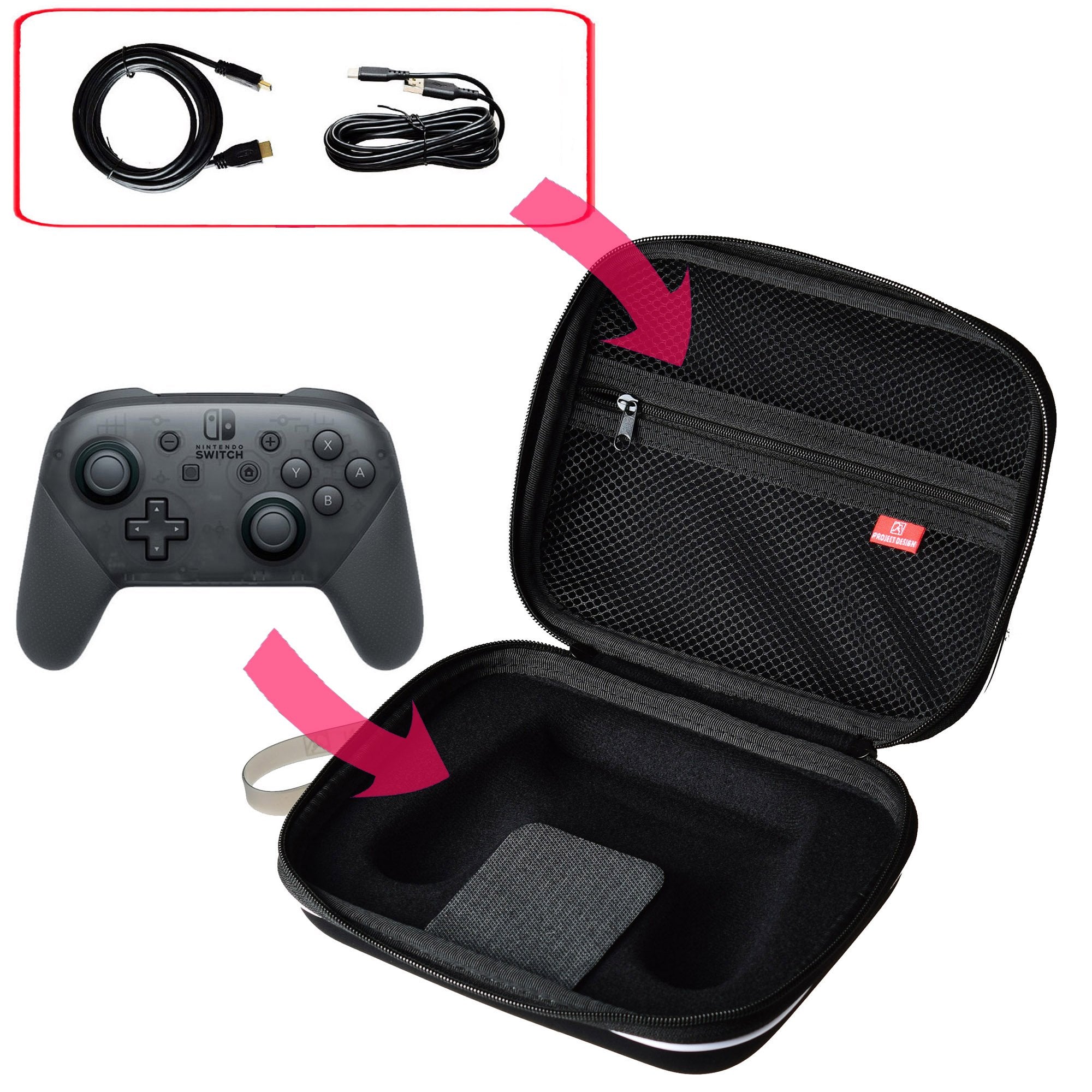 Gaming-Project Design Airfoam Pouch for Nintendo Switch Pro Controller Black