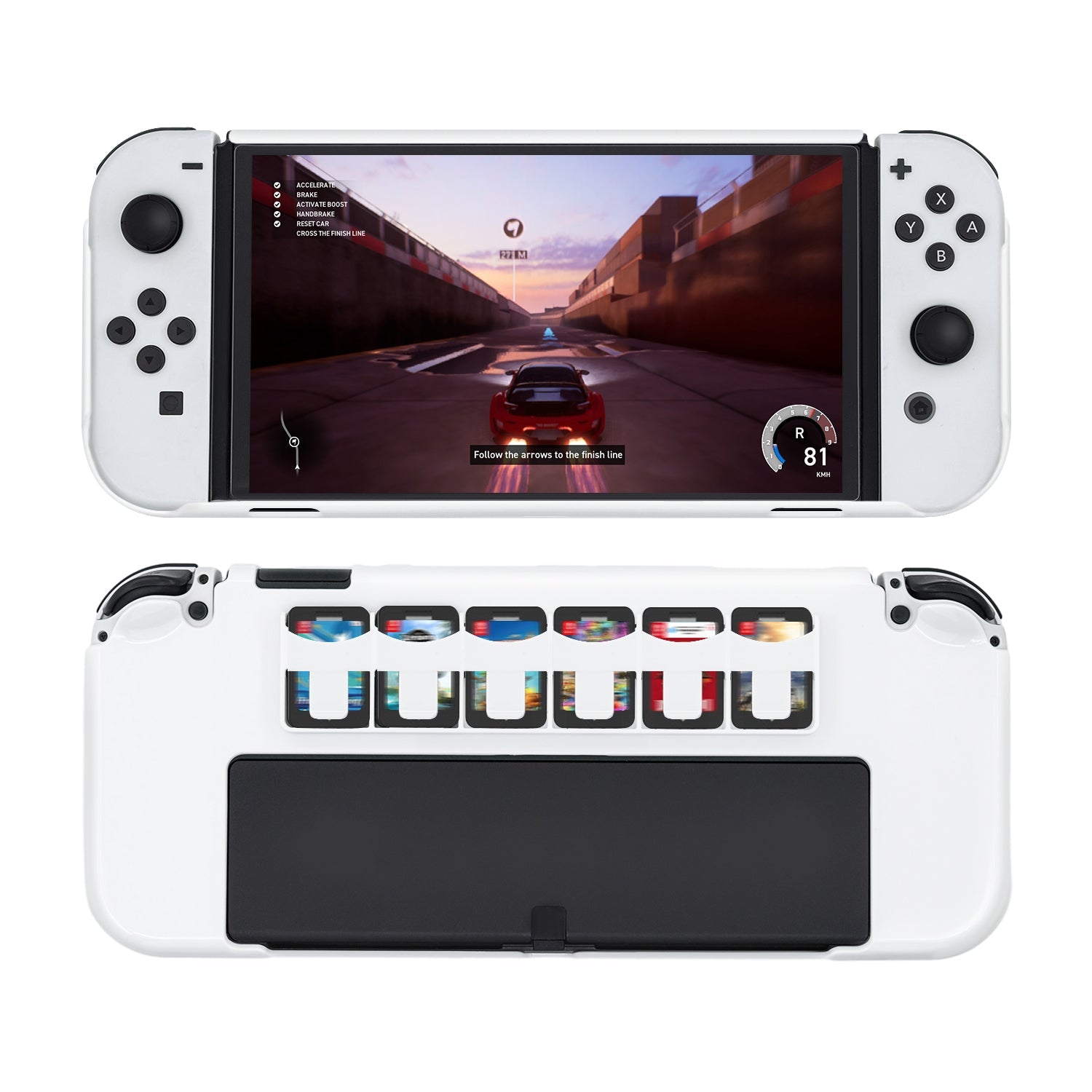 Gaming-DOBE Protective Case with Game Cards Storage for Nintendo Switch OLED - White (TNS-1141)