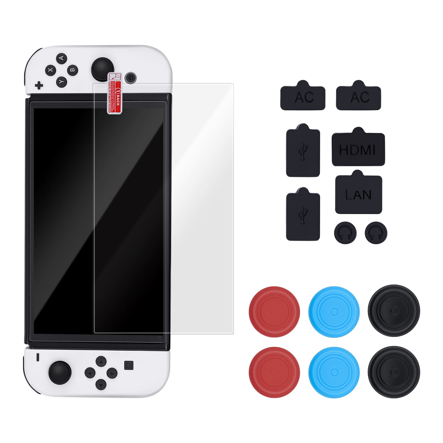 Gaming-Dust-proof Kit with Tempered Glass Screen Protector for Nintendo Switch OLED