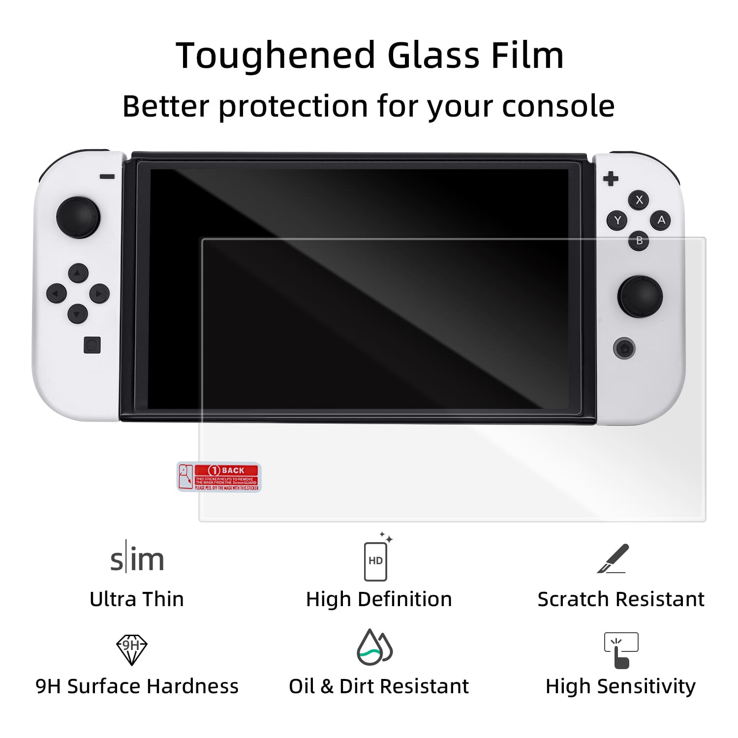 Gaming-Dust-proof Kit with Tempered Glass Screen Protector for Nintendo Switch OLED