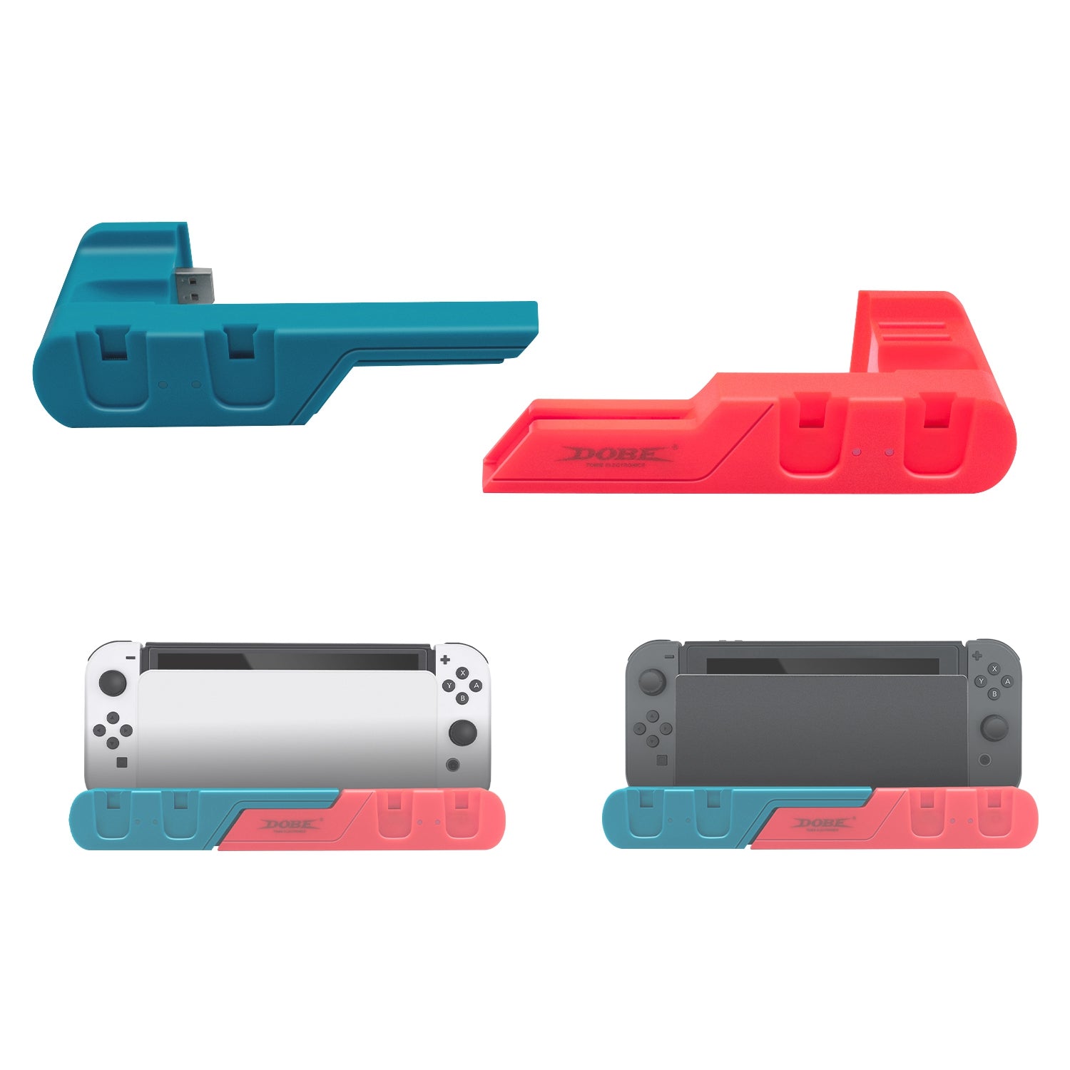 Gaming-Dobe 4 In 1 Charging Dock for Nintendo Switch Joy-Con - Blue/Red (TNS-0122B)