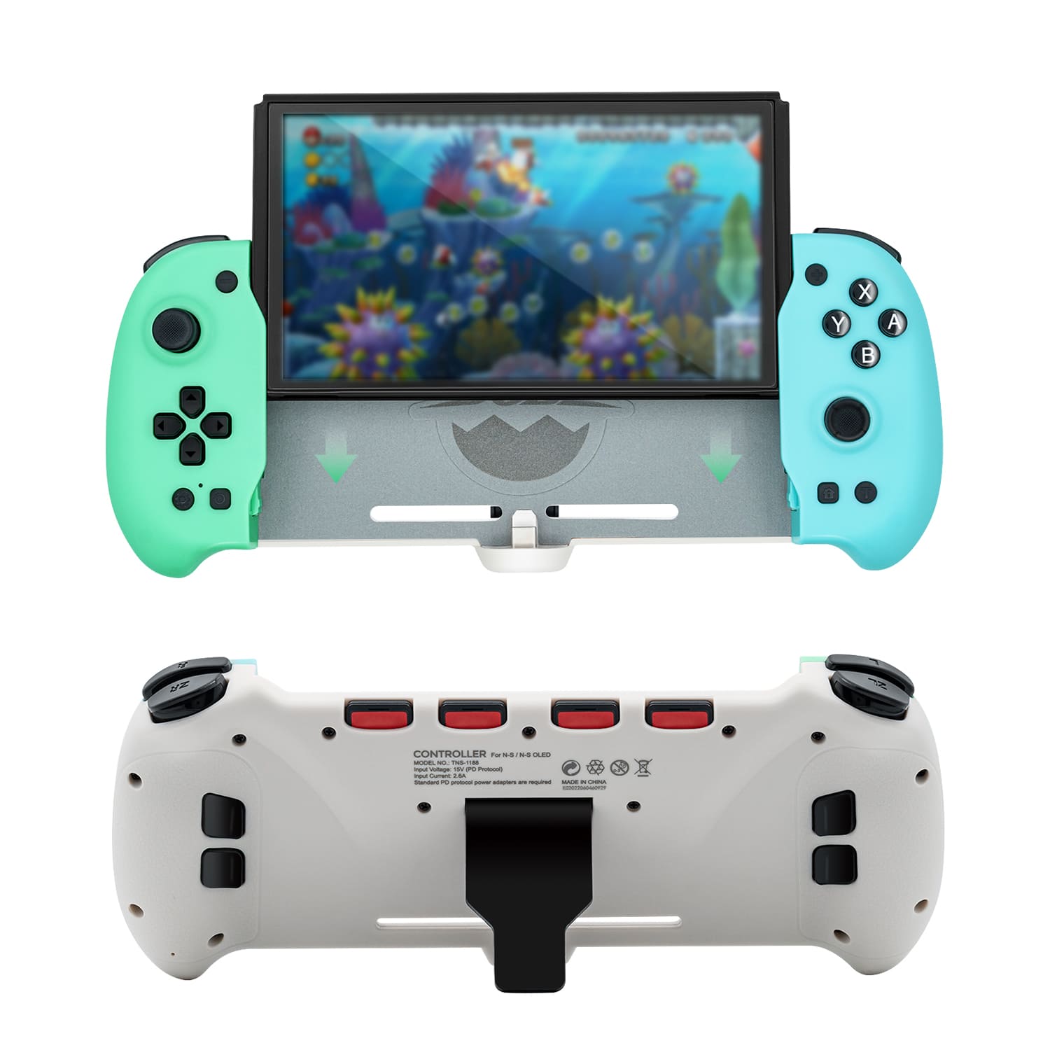 Gaming-DOBE In-line Controller with Motor Vibration for Nintendo Switch/Switch OLED-Blue/Green(TNS-1188)