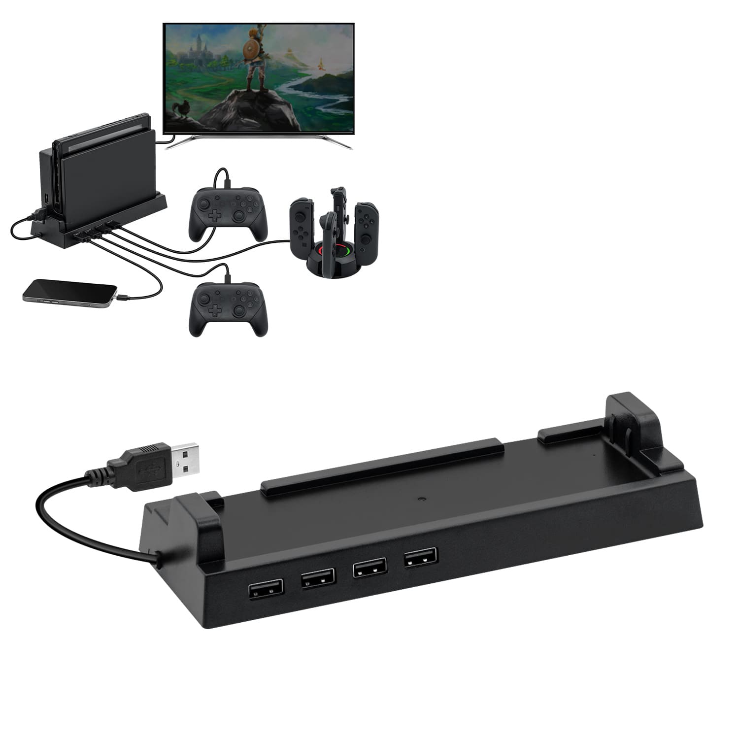 Gaming-DOBE 4 Ports USB 2.0 Hub Dock for Nintendo Switch(TNS-1849)