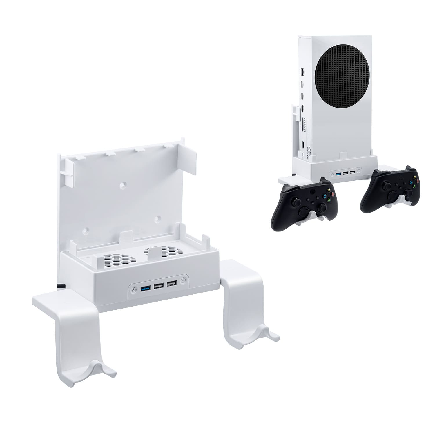 Gaming-Wall-mounted Color Changing Cooling Stand with Hook for Xbox Series S-White