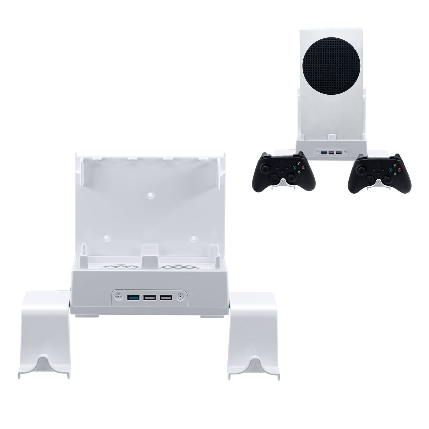 Gaming-Wall-mounted Color Changing Cooling Stand with Hook for Xbox Series S-White