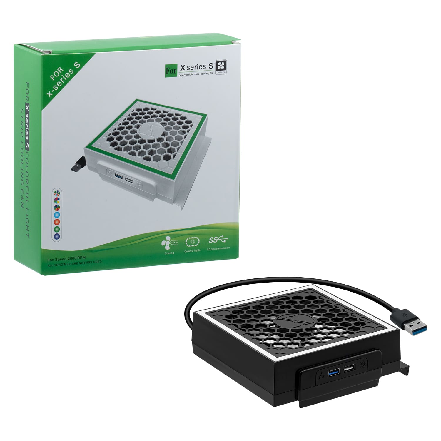 Gaming-Cooling Fan with RGB LED for Xbox Series S-White(XSS-868)