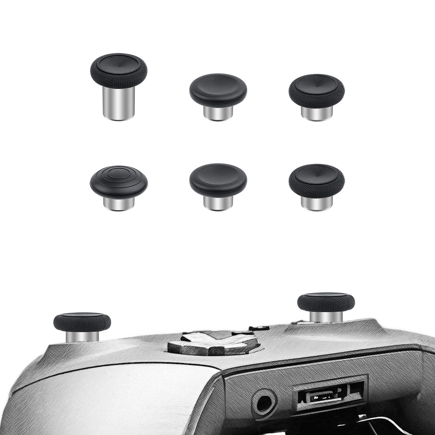 Gaming-6 In 1 Metal Custom Button Set for Xbox One Elite Series 2 Controller-Black