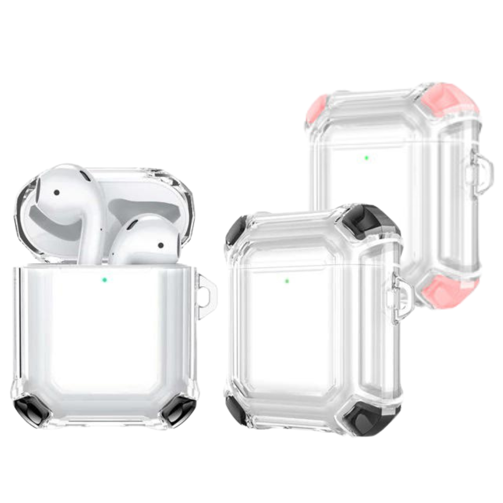 Apple Accessories-Apple AirPods 1 & 2 Transparent Heavy Duty Protecive Case With Key Ring