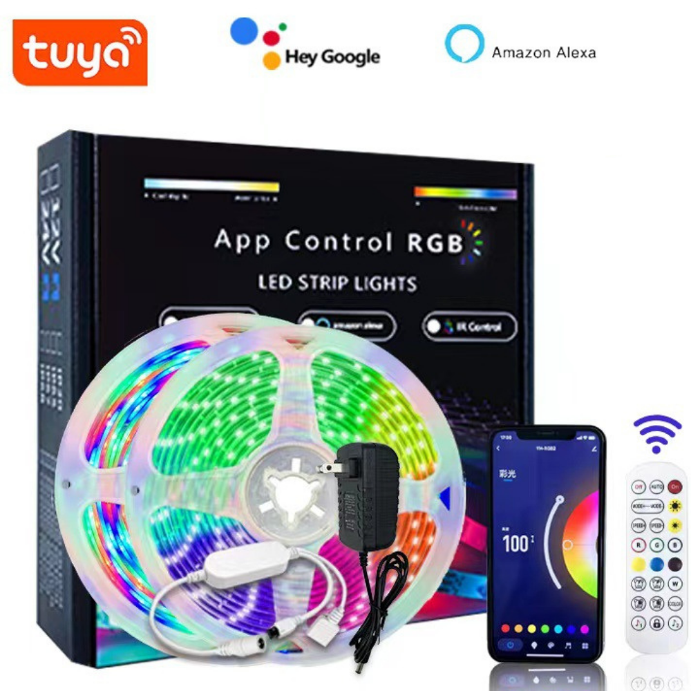 Gaming-TUYA Smart Home IP65 Indoor Outdoor Waterproof Smart Remote Control RGB LED Light Strip Music/Game/Movie Synchronization