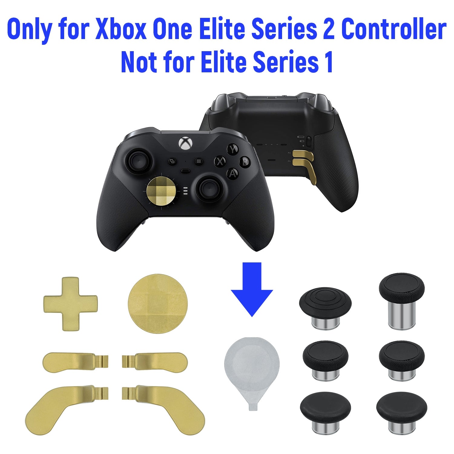 Gaming-13 In 1 Metal Custom Button Set for Xbox One Elite Series 2 Controller - Gold